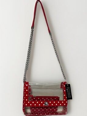 Score GameDay bags Chrissy med. Clear clutch NWT dustbag, charm, 2015 NOS
